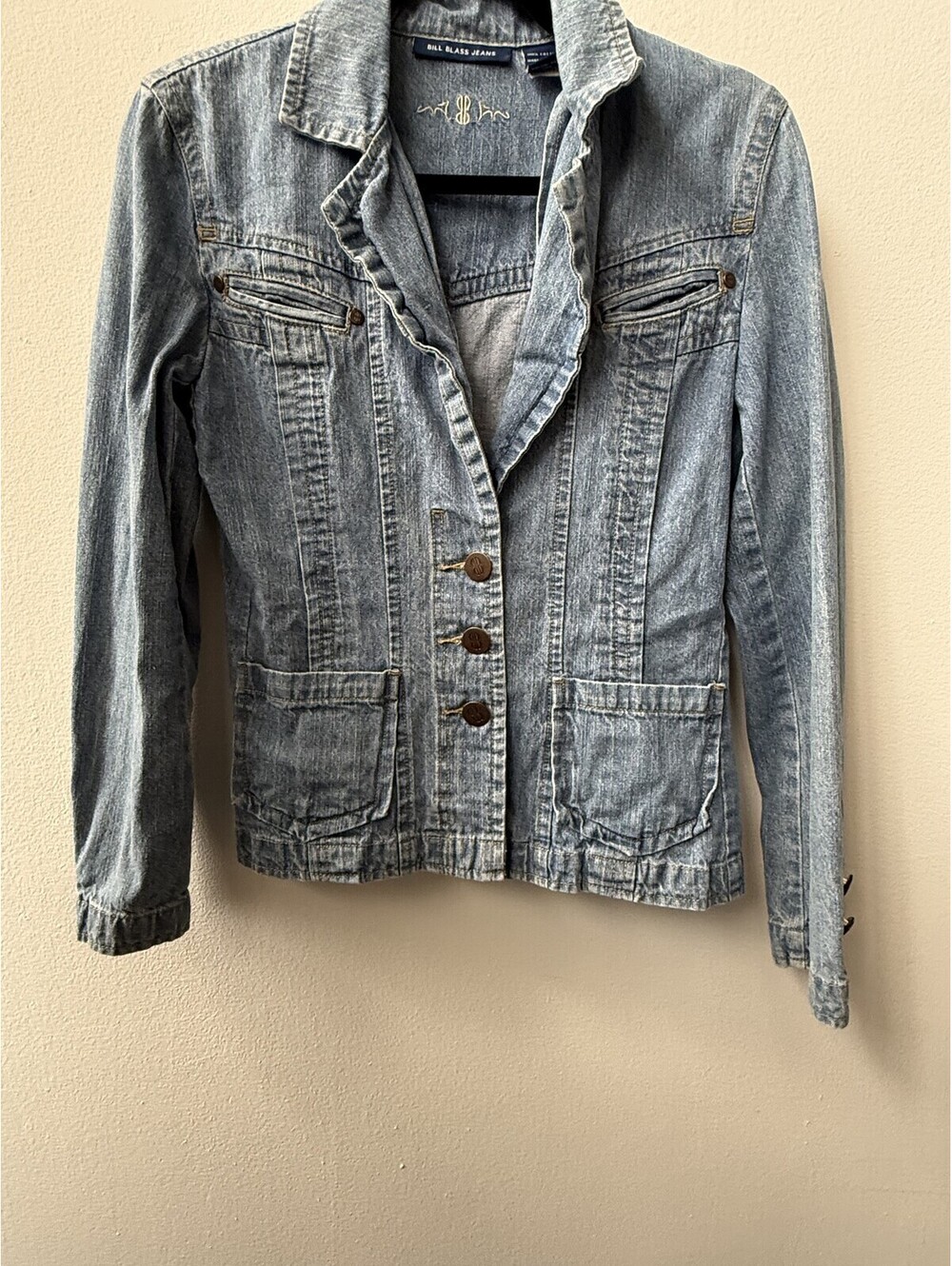 Vintage Y2K Bill Blass Jeans Denim Blazer 100% Cotton Small
